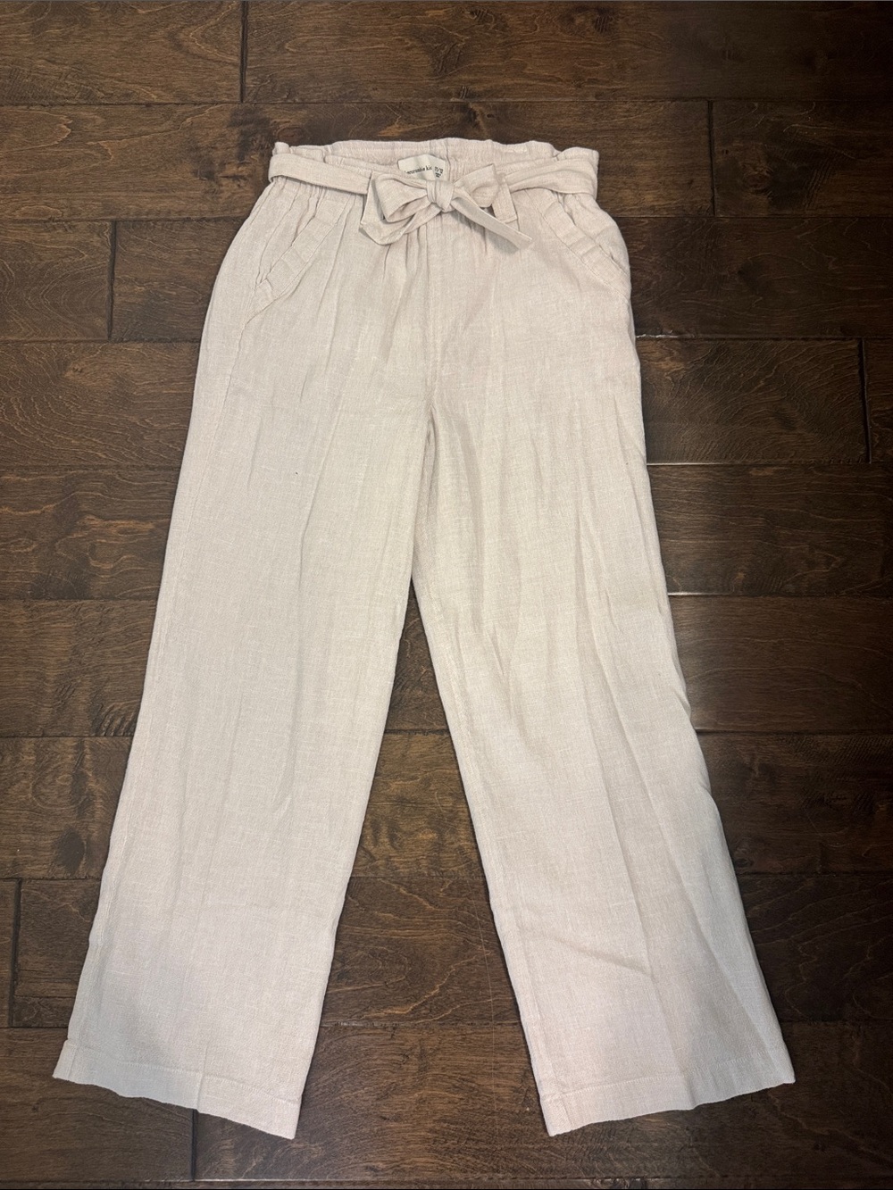 abercrombie kids Light Beige Paperbag Waist Tie Pants